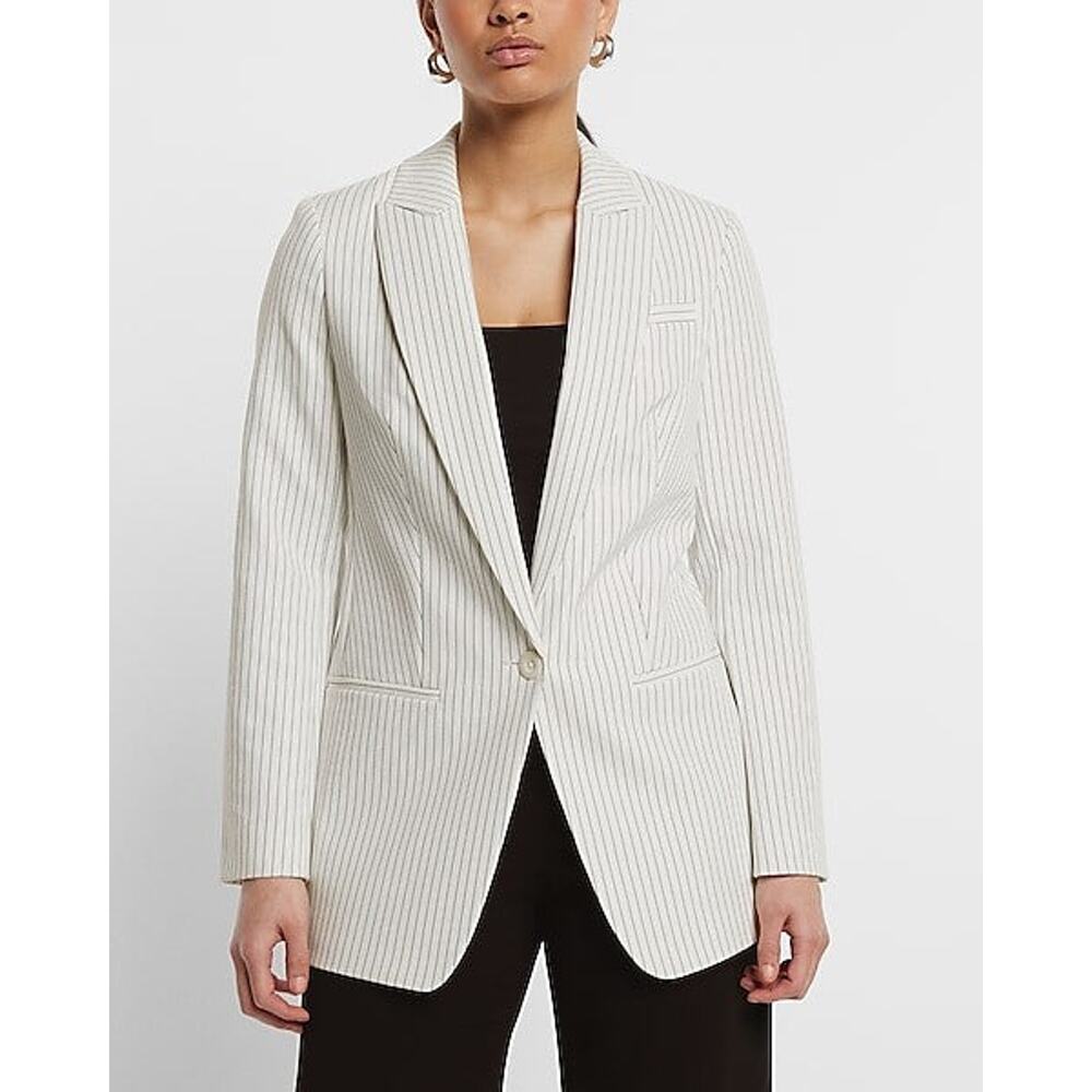 Express Editor Pinstripe One Button Boyfriend Bla… - image 2
